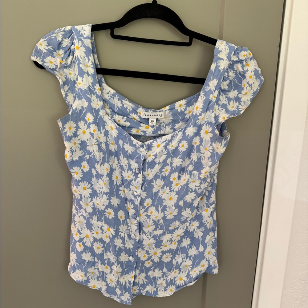 Warehouse blue Daisy Floral Blouse